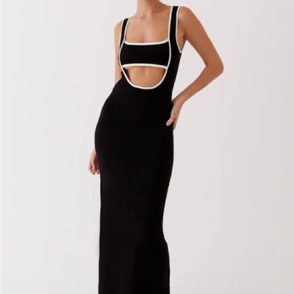 Peppermayo Lost In Paris Knit Maxi Dress in Black - US S-M